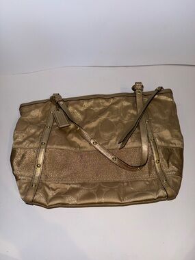 Coach Gold Metallic Tote with Studded Straps